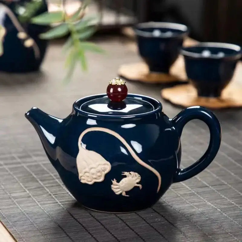 Théière En Céramique Avec Tasses - Design Rotatif Et Poignée Ergonomique | Pour Maison, Restaurant Ou Bureau | Capacité Pratique | Finition élégante