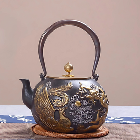 Belle Théière en Fonte - Phénix & Dragon d'Or