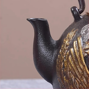 Belle Théière en Fonte - Phénix & Dragon d'Or