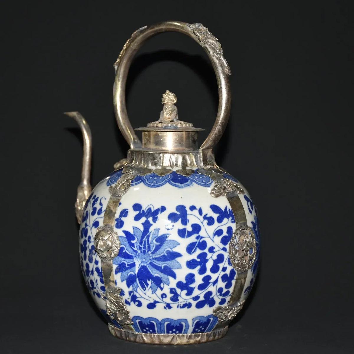 Ancienne Théière en Porcelaine Bleu