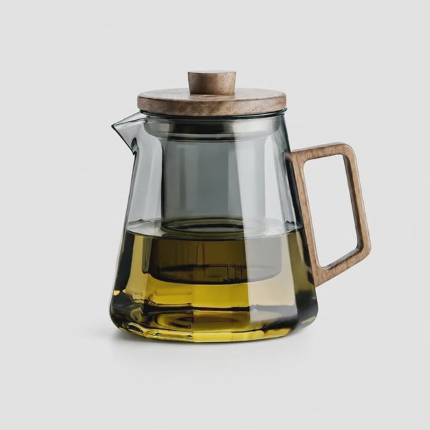 Théière Scandinave en Verre 800ml : Chic Minimaliste : rotation 360