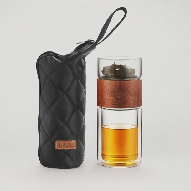 Thermos à Thé en Verre à Double Paroi : rotation 360
