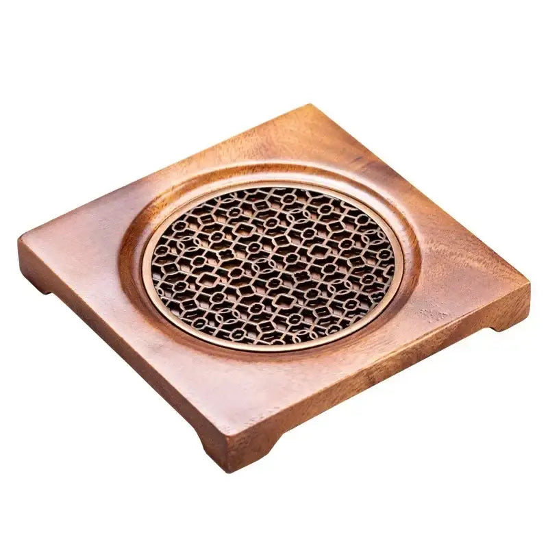 Sous-Théière Bois Naturel avec Grille Décorative