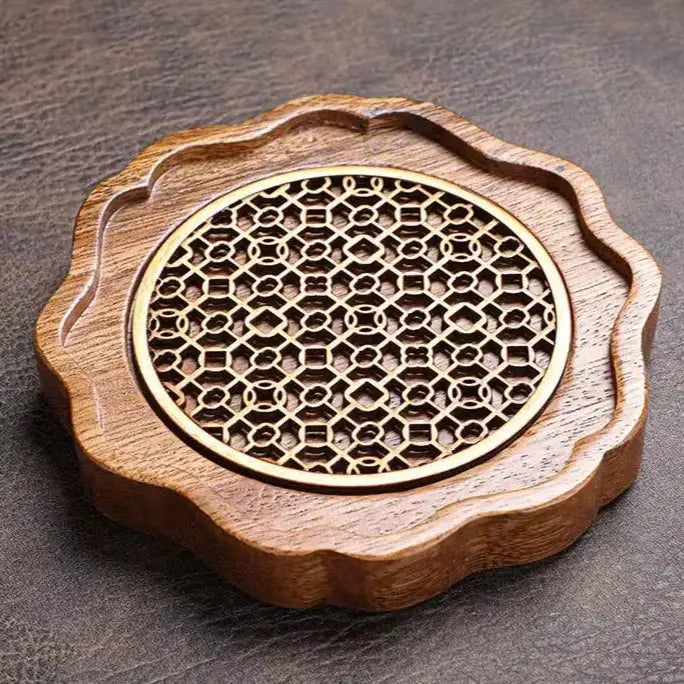 Sous-Théière Bois Naturel avec Grille Décorative