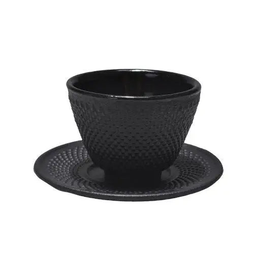 2 Tasses en Fonte Noire avec Soucoupe