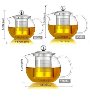 Théière en Verre avec Filtre Inox Taille