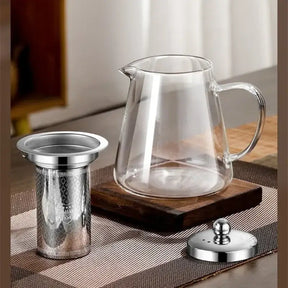 Théière en verre et inox